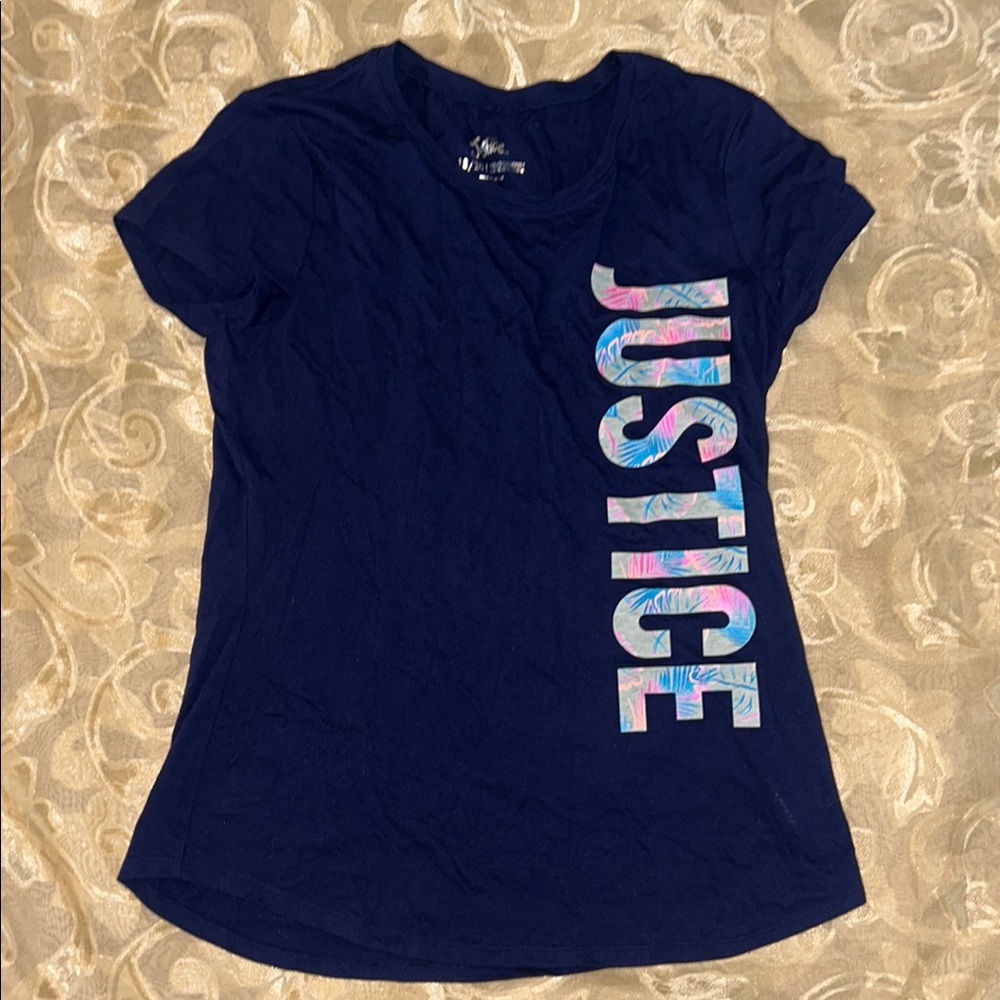 Justice Navy Blue Graphic Tee